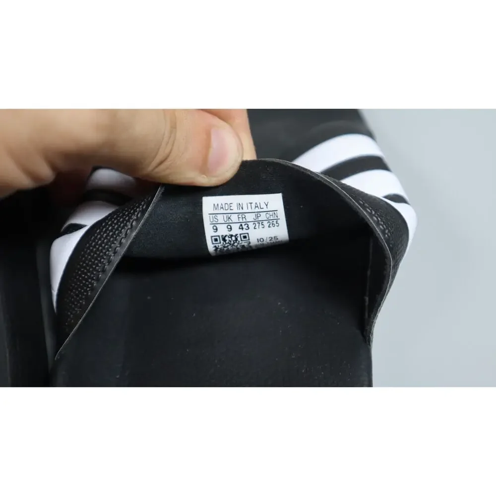 adidas Adilette Shower Slides Core Black White Adult Size 9 Slip On Sandals Flip